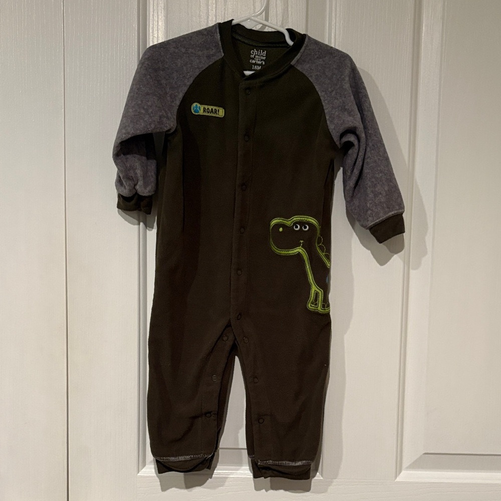 Carter's Brown and Gray Dinosaur Footie